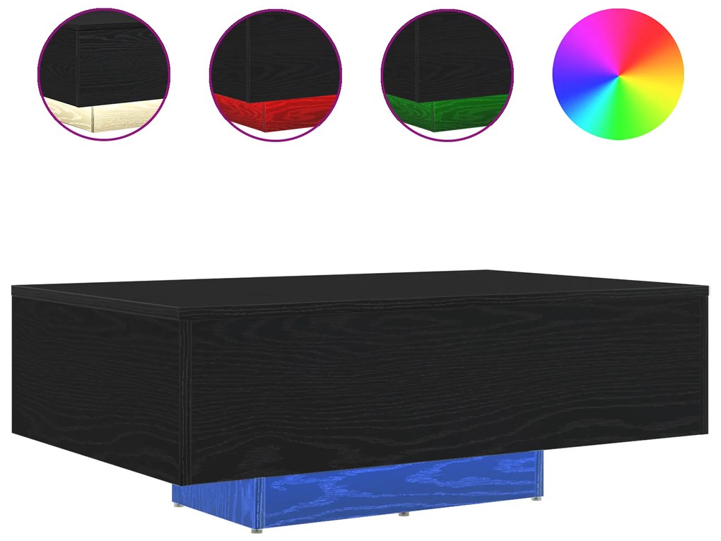 vidaXL Τραπεζάκι Σαλονιού με LED Φώτα Μαύρη Δρυς 85x55x31 εκ.