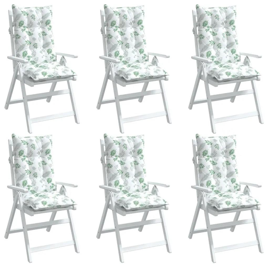 Μαξιλάρια Καρέκλας με Ψηλή Πλάτη 6 τεμ. Σχ. Φύλλα Ύφασμα Oxford - Πράσινο