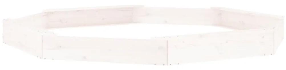 Αμμοδόχος με Καθίσματα Λευκή Οκτάγωνη από Μασίφ Ξύλο Πεύκου - Λευκό