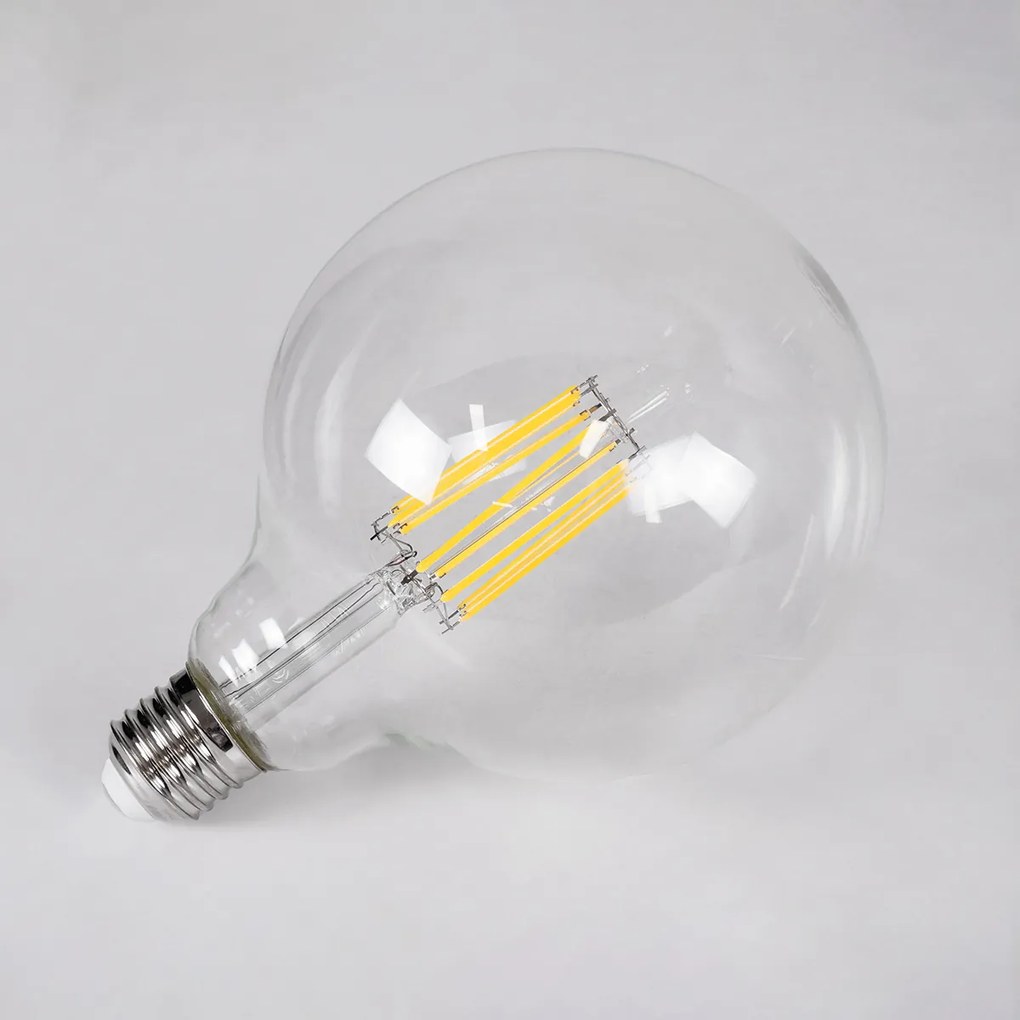 GloboStar 99055 Λάμπα LED Long Filament E27 G125 Γλόμπος 12W 1320lm 360° AC 220-240V IP20 Φ12.5 x Υ18cm Φυσικό Λευκό 4000K με Διάφανο Γυαλί - Dimmable - 3 Years Warranty - 99055