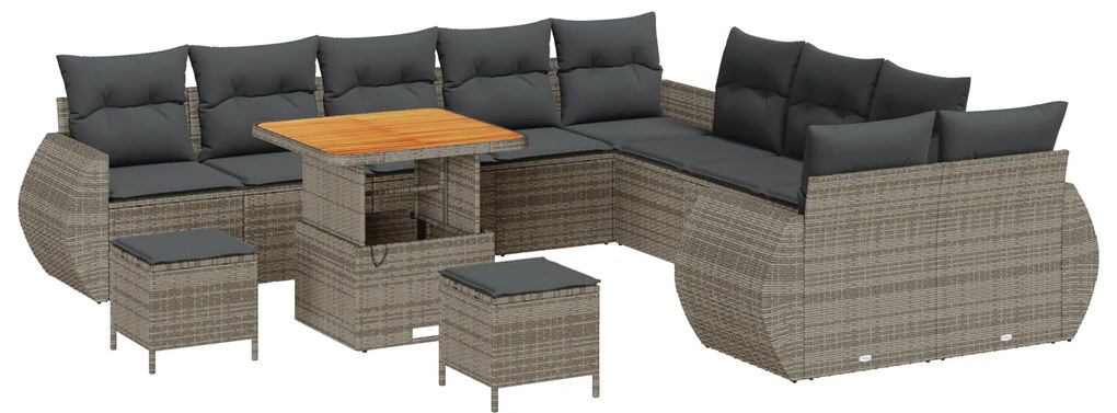 vidaXL Σετ Καναπέ Κήπου 13 pcs Γκρι συνθετικό ρατάν