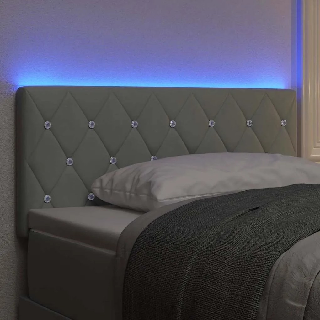 vidaXL Κεφαλάρι LED με φώτα λωρίδας LED Ανοιχτό γκρι 100 cm Βελούδο