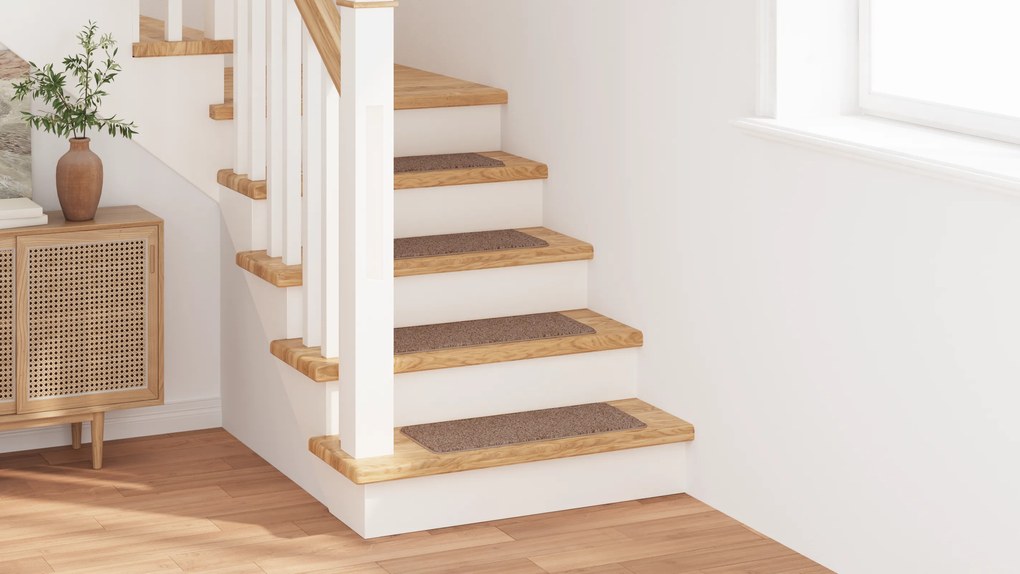 vidaXL Χαλιά Σκαλιών με Ρίγα Λατέξ Καφέ 25x60 εκ.