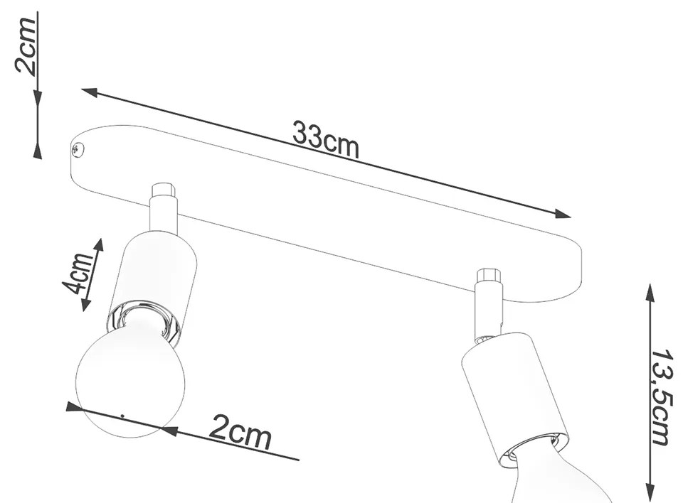 Sollux Φωτιστικό οροφής Fornes 2,ατσάλι,2xE27/60w,μαύρο