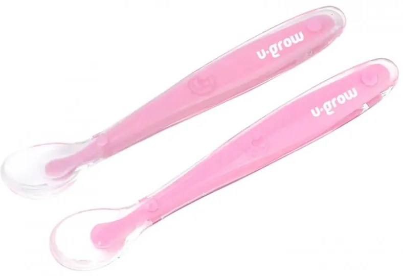 U-Grow UG-032PK Βρεφικό Σετ με Κουτάλια από Σιλικόνη Ροζ