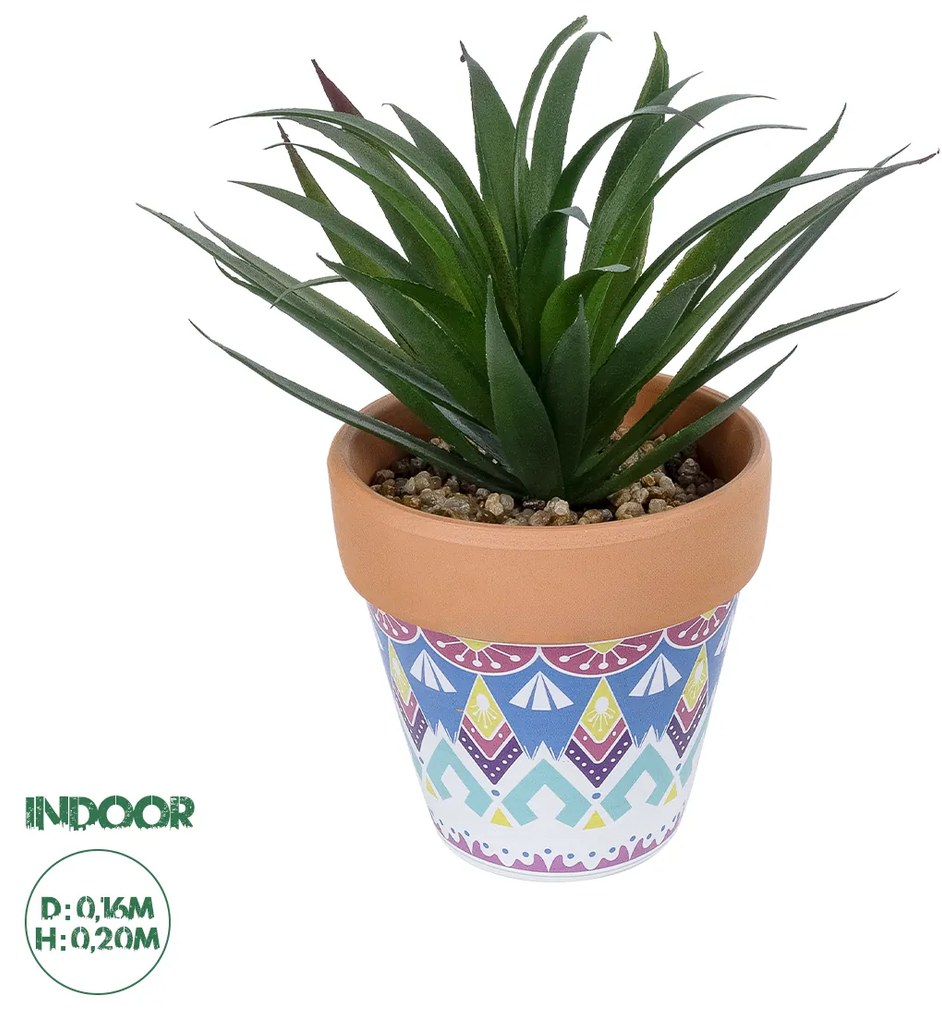 GloboStar® Artificial Garden SUCCULENT SANSEVIERIA POTTED PLANT 21047 Διακοσμητικό Φυτό Σανσεβιέρια  Φ16x Υ20cm