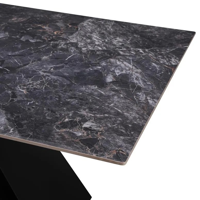 Τραπέζι Meja pakoword Sintered stone μαύρο με μεταλλικά πόδια σε μαύρη απόχρωση 180x90x76εκ 180x90x76 εκ.