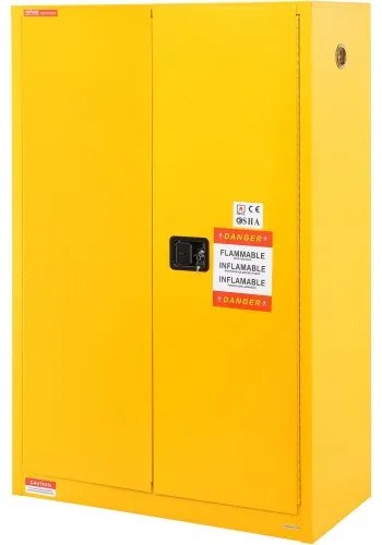 VEVOR Flammable Safety Cabinet, 45 Gal, Cold-Rolled Steel Flammable Liquid Storage Cabinet, 42.9 x 18.1 x 65.2 in Explosion Proof with 2 Adjustable Shelves 2 Manual Doors for Industrial Use, Yellow