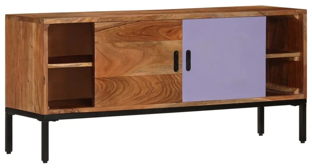 vidaXL Έπιπλο Τηλεόρασης Μελί &amp; Γκρι 110x30x50 εκ. Μασίφ Ξύλο Ακακίας