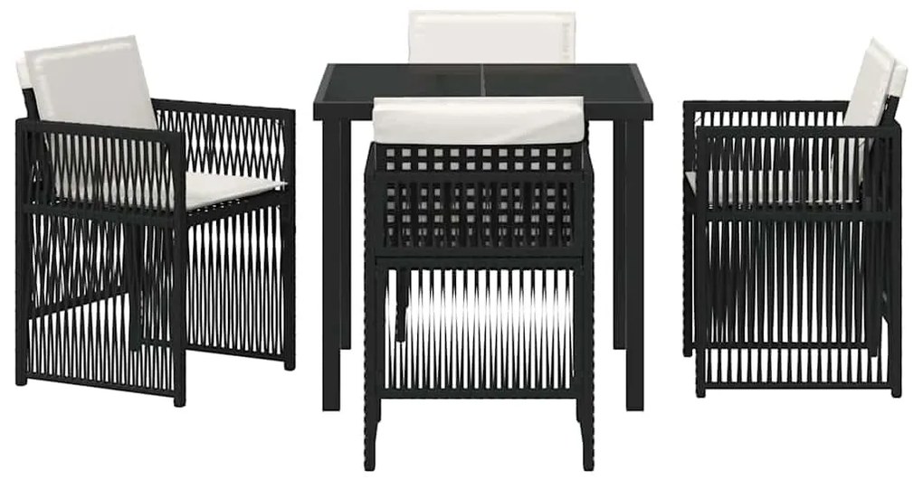 vidaXL Σέτ φαγητού για κήπο 5 pcs Μαύρο Χάλυβας με επίστρωση πούδρας