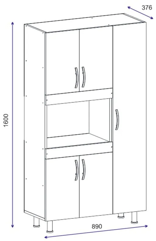 Ντουλάπα κουζίνας Defne χρώμα λευκό-καρυδί  89x37.5x160εκ 89x37.5x160 εκ.