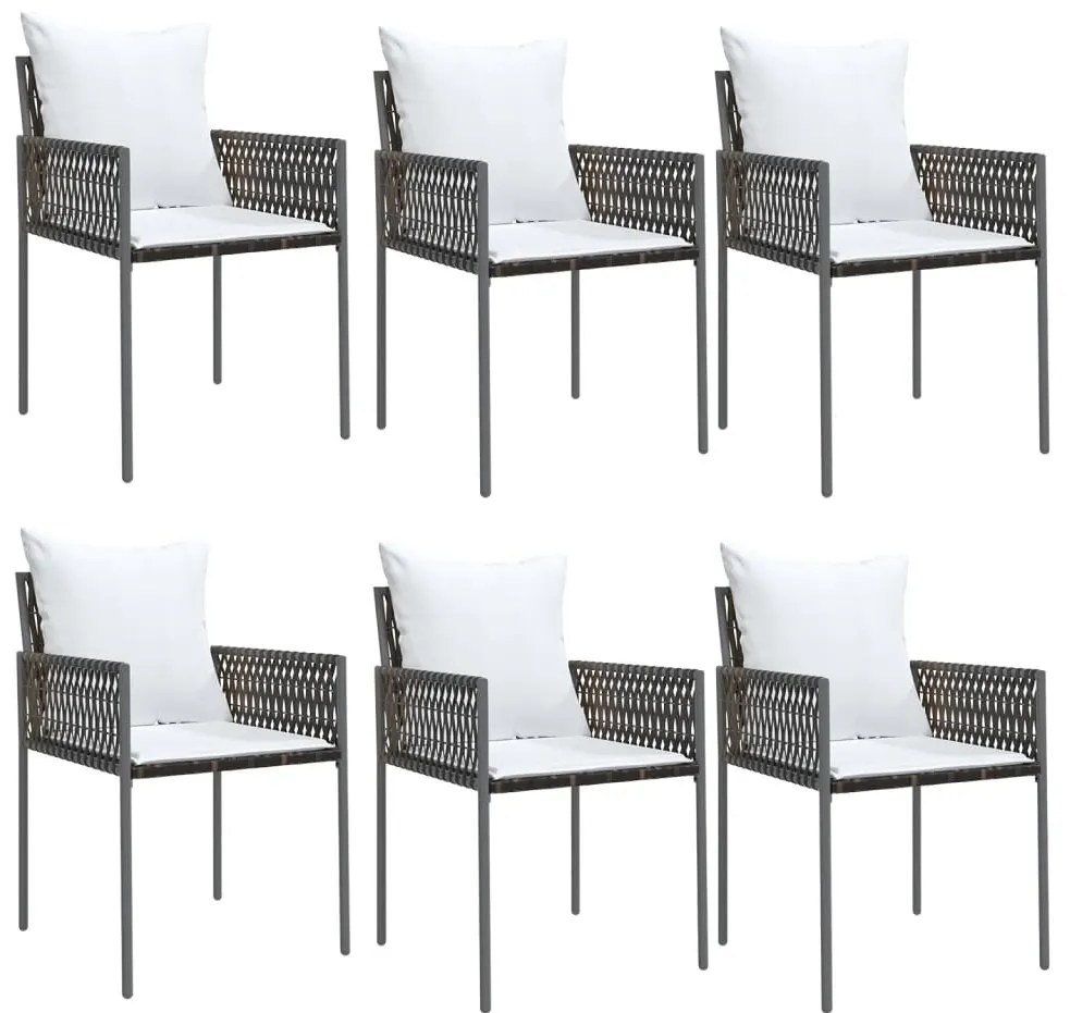 vidaXL Σετ Τραπεζαρίας Κήπου 7 τεμ. Συνθ. Ρατάν / Ατσάλι με Μαξιλάρια