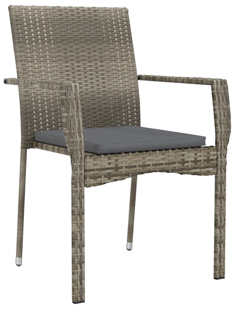 vidaXL Σετ επίπλων Garten 7 κομματιών με γκρι μαξιλάρια από πολυράτταν.