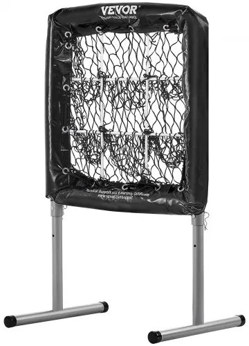 VEVOR 9 Hole Baseball Net, 28"x27" Softball Baseball Training Equipment for Hitting Pitching Practice, Heavy Duty Height Adjustable Trainer Aid with Strike Zone & 4 Ground Stakes, for Youth Adults