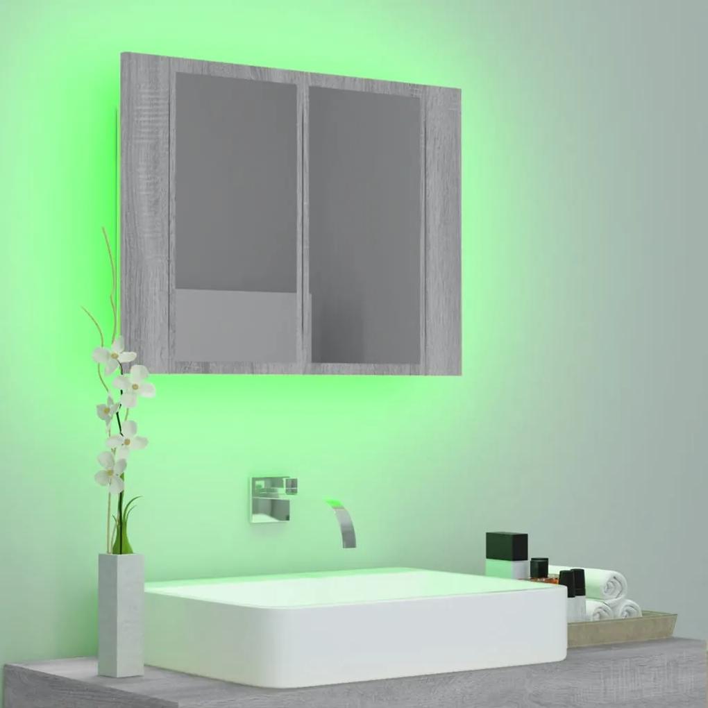 vidaXL Έπιπλο Καθρέφτη με LED Γκρι Sonoma 60x12x45 εκ. Επεξ. Ξύλο