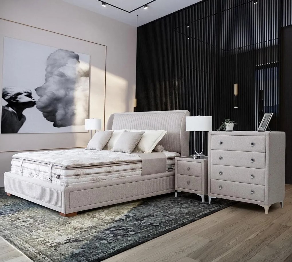 Κρεβάτι Mokka με Αποθηκευτικό Χώρο - 90x190cm Μπεζ