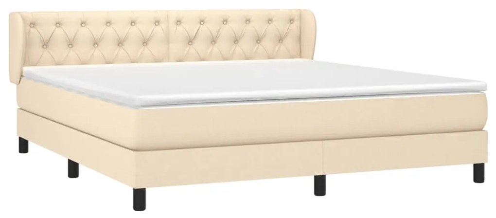 vidaXL Κρεβάτι Boxspring με Στρώμα Κρεμ 160x200 εκ. Υφασμάτινο