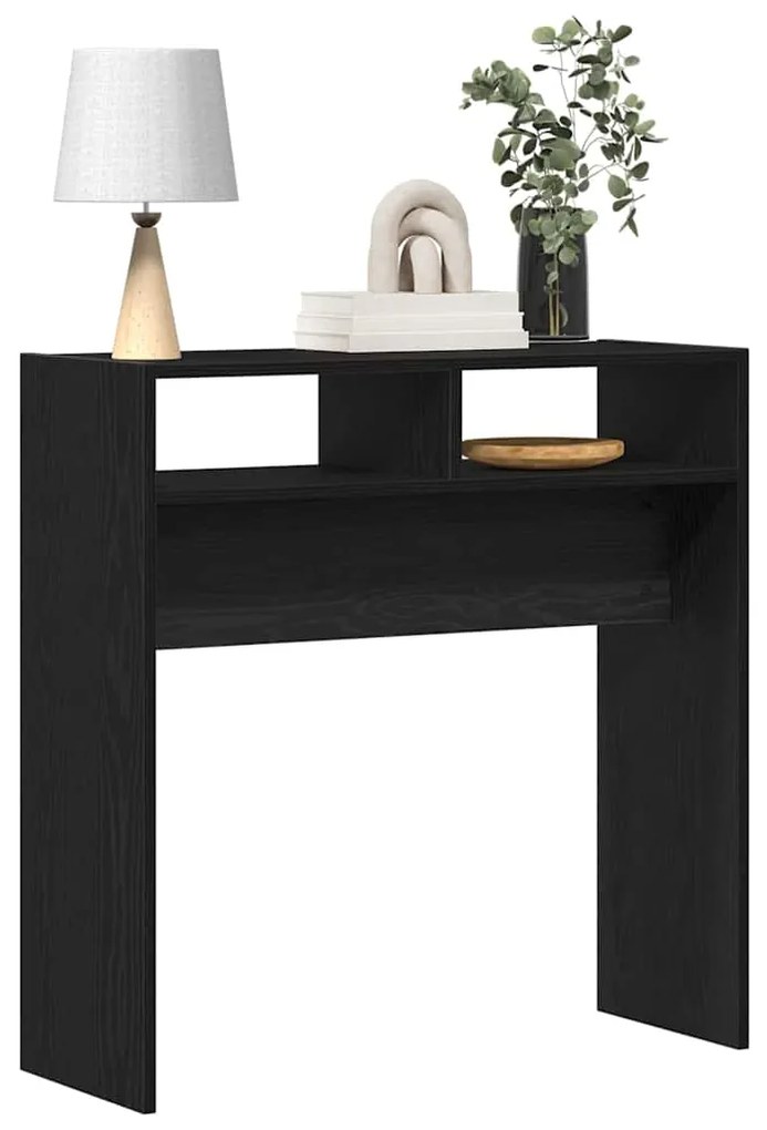 vidaXL Τραπέζι κονσόλας Μαύρη δρυς 78 x 30 x 80 εκ. Επεξεργασμένο ξύλο