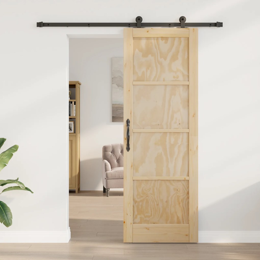 vidaXL Συρόμενη Πόρτα με Σετ Υλικών 73.5x211 εκ Μασίφ Ξύλο Πεύκο