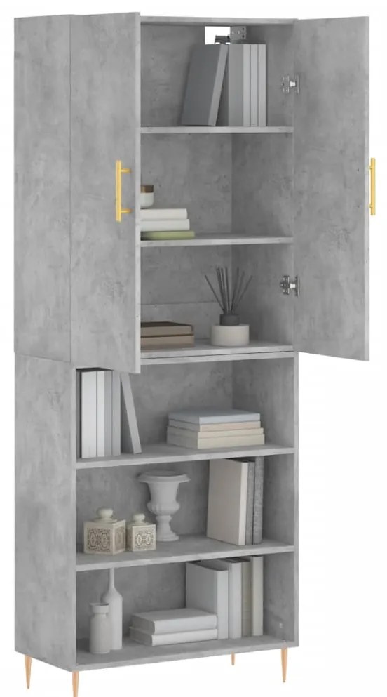 vidaXL Ντουλάπι Γκρι Σκυροδέματος 69,5x34x180 εκ. Επεξεργασμένο Ξύλο