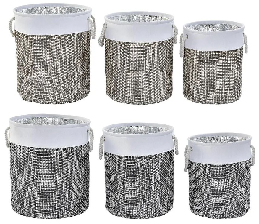 Σετ Καλαθιών DKD Home Decor Λευκό Καφέ Γκρι 40 x 40 x 49 cm 4 κιλά 3 Τεμάχια (x2)