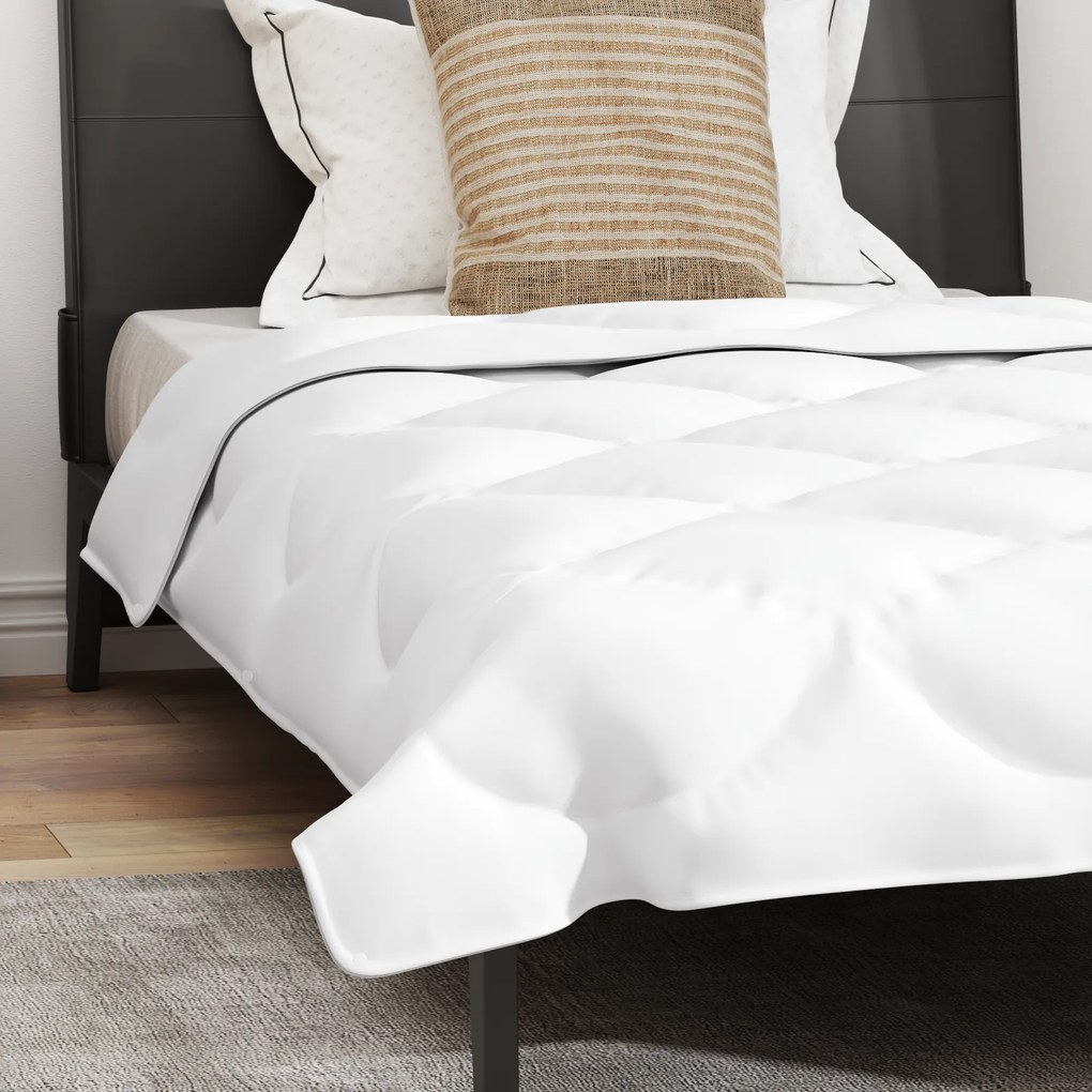 vidaXL Πάπλωμα με μαξιλάρι 2 pcs Λευκό 140 x 220 cm Μικροΐνες
