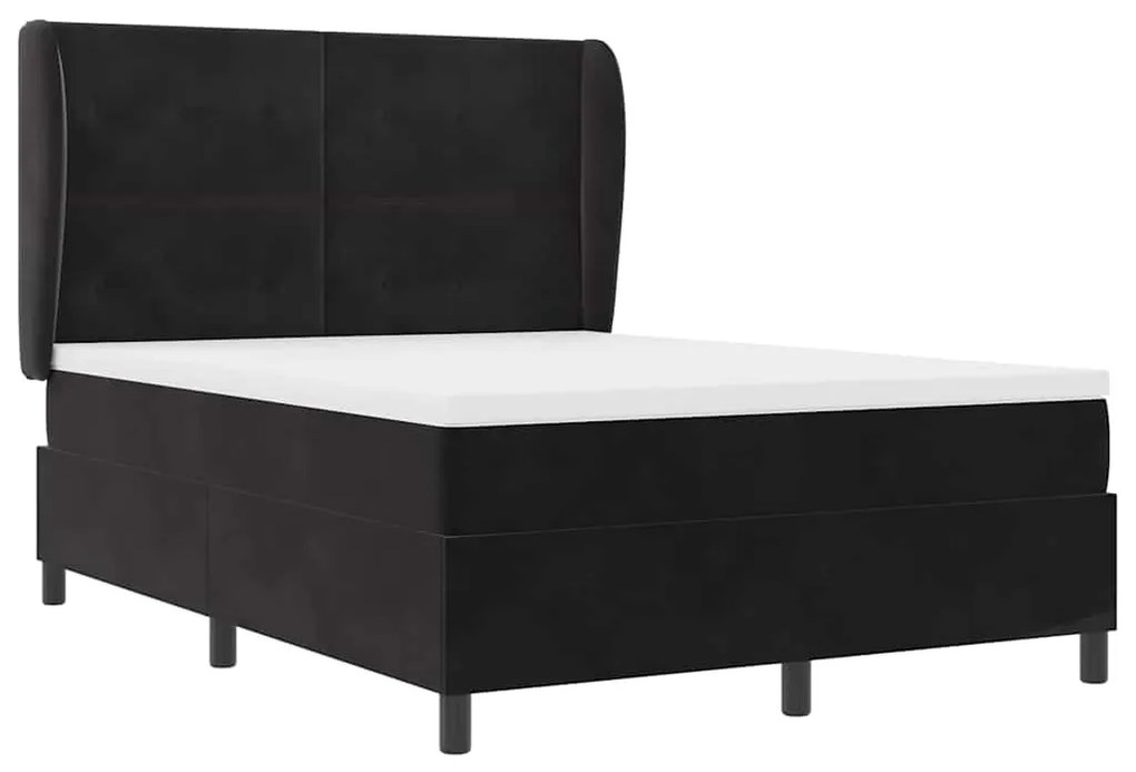 vidaXL Κρεβάτι με ελατήρια με στρώμα Μαύρο 140 x 200 cm Βελούδο