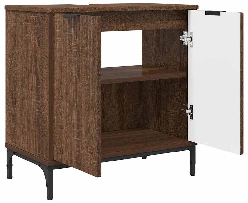 vidaXL Σετ Επίπλων Μπάνιου με ράφι 2 pcs Καφέ δρυς 39.5 x 36 x 88 εκ