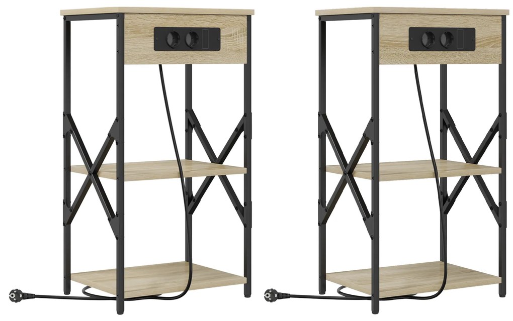 vidaXL Κουτιά Κρεβατοκάμαρας 2 pcs Sonoma Δρυς 41 x 31 x 76 εκ.