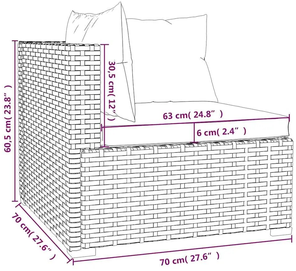 vidaXL Σαλόνι Κήπου 5 Τεμαχίων Καφέ από Συνθετικό Ρατάν με Μαξιλάρια