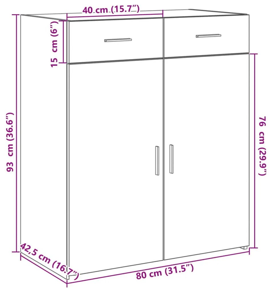 Ντουλάπι Γκρι Sonoma 80x42,5x93 εκ. από Επεξεργασμένο Ξύλο - Γκρι