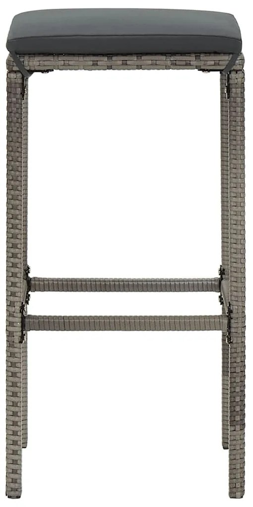 vidaXL Σετ Μπαρ Κήπου 5 Τεμ. Γκρι Μασίφ Ξύλο Ακακίας και Συνθ. Ρατάν