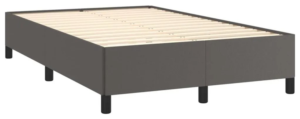 Κρεβάτι Boxspring με Στρώμα Γκρι 120x190εκ. από Συνθετικό Δέρμα - Γκρι