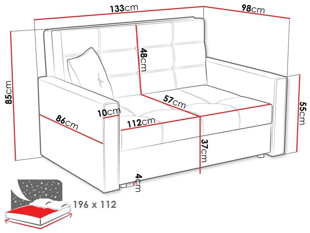 Καναπές κρεβάτι Columbus 100, Αριθμός θέσεων: 2, Αποθηκευτικός χώρος, 85x133x98cm, 57 kg, Πόδια: Πλαστική ύλη, Μέταλλο, Έπιπλα ήδη συναρμολογημένα