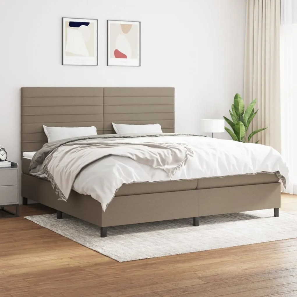 vidaXL Κρεβάτι Boxspring με Στρώμα Taupe 200x200 εκ. Υφασμάτινο