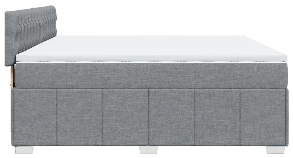 Κρεβάτι Boxspring με Στρώμα Ανοιχτό Γκρι 200x200 εκ. Υφασμάτινο - Γκρι