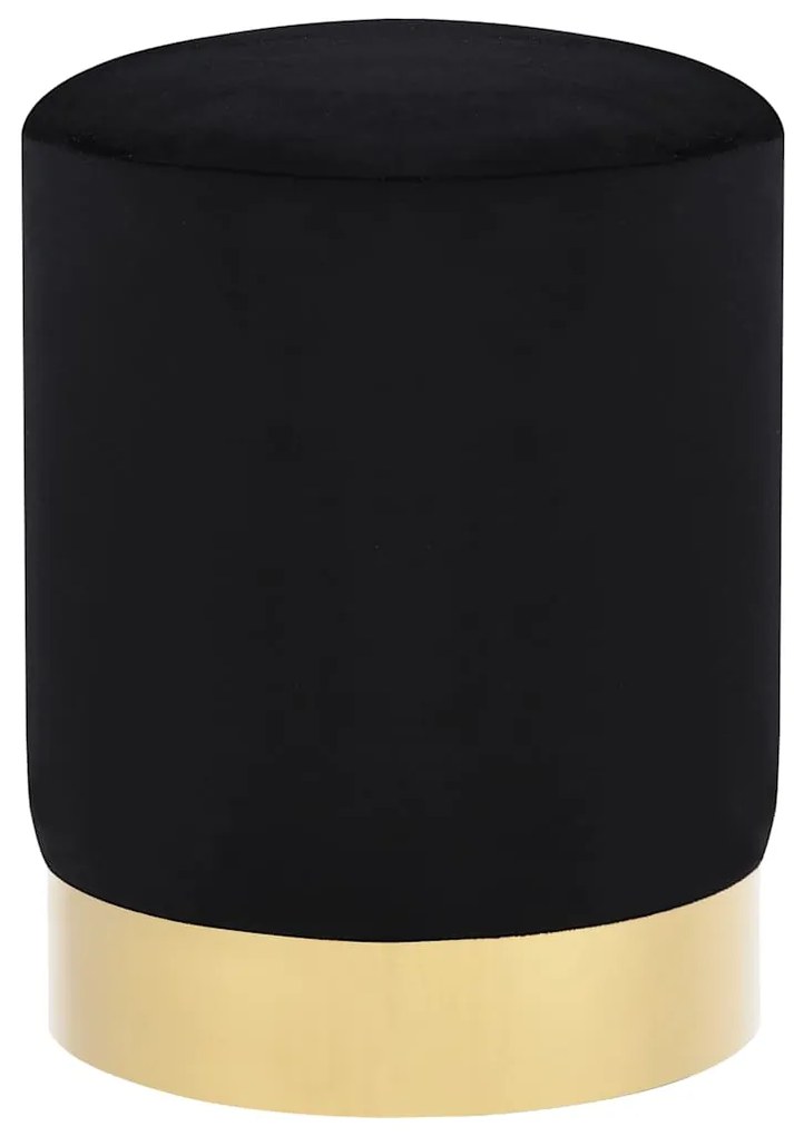 vidaXL Σκαμπό Μαύρο / Χρυσό Βελούδινο 28 x 36 cm