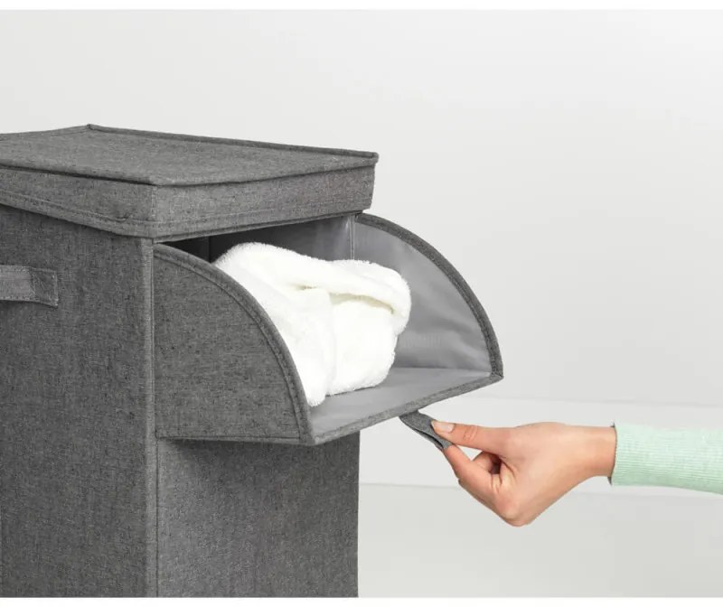 Brabantia Κιβώτιο πλυντηρίου ρούχων 1000828, 35 l, Άνοιγμα μπροστά, Ευρύ καπάκι, Πτυσσόμενο, Μαύρο