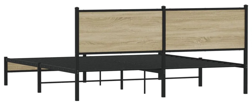 vidaXL Σκελετός Κρεβ. Χωρίς Στρώμα Sonoma Δρυς 180x200 εκ. Μεταλλικό