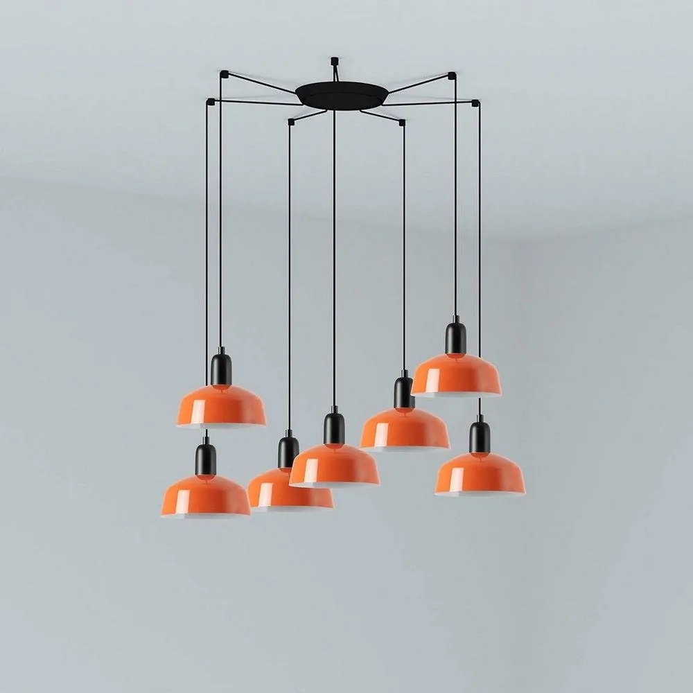 Φωτιστικό Οροφής Κρεμαστό Tatawin Metal S 20340-143-7L 7xE27 Black-Reddish Orange Faro Barcelona