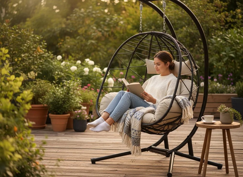 Κρεμαστή πολυθρόνα Fold Plus-Μαυρο