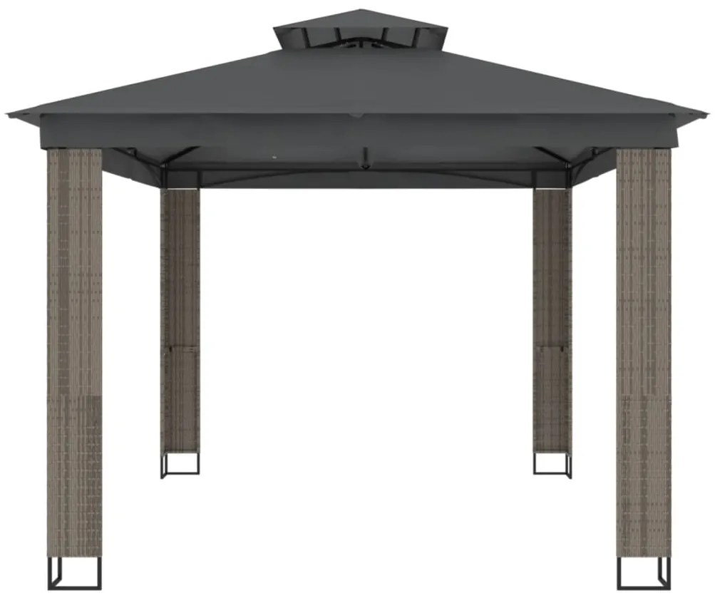 vidaXL Κιόσκι με Διπλή Οροφή Ανθρακί 3,94x2,96 μ. Ατσάλινο