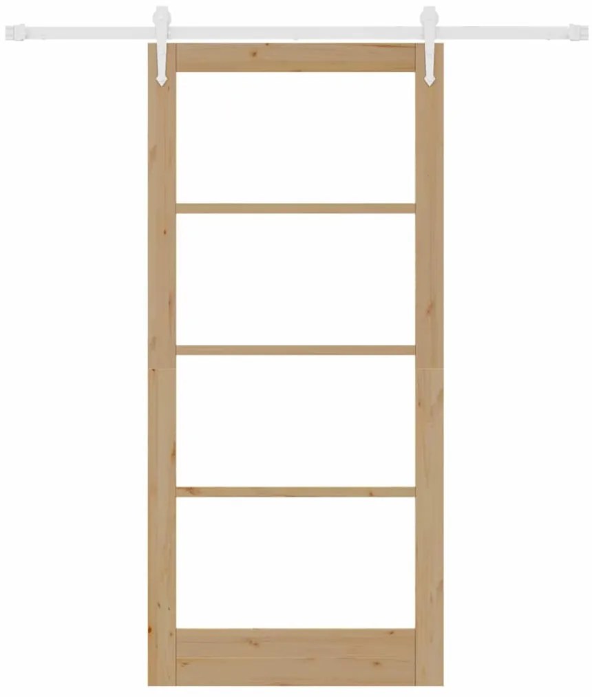 vidaXL Ολισθητή Πόρτα Καφέ 93 x 202 cm Ξύλο και μέταλλο