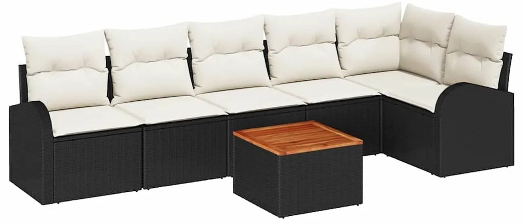 vidaXL Σετ Καναπέ Κήπου 7 pcs Μαύρο Πολυ ράταν