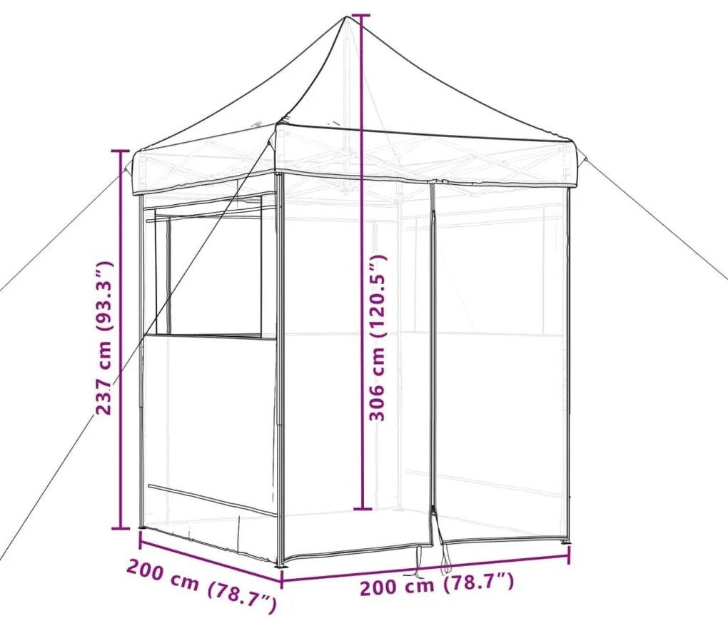 Τέντα Εκδηλώσεων με 4 Τοιχώματα Πτυσσόμενη Pop-Up Μαύρο - Μαύρο
