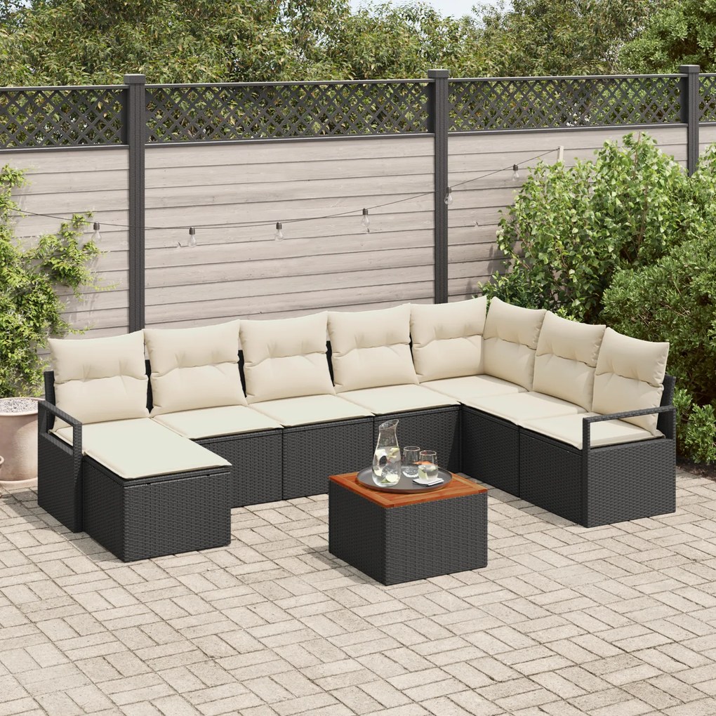 vidaXL Σετ Καναπέ Κήπου 9 pcs Μαύρος, λευκός Μεγάλο