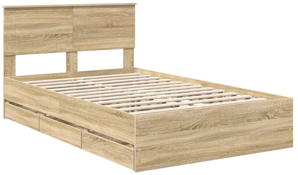 vidaXL Σκελετός Κρεβατιού Δρύς Sonoma 120 x 200 cm Μηχανήματος Ξύλο