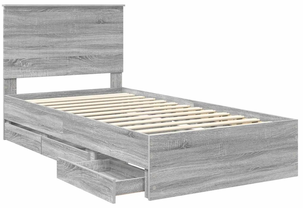 vidaXL Σκελετός Κρεβατιού Γκρίζο Σονομα 100 x 200 cm Μηχανήματος Ξύλο