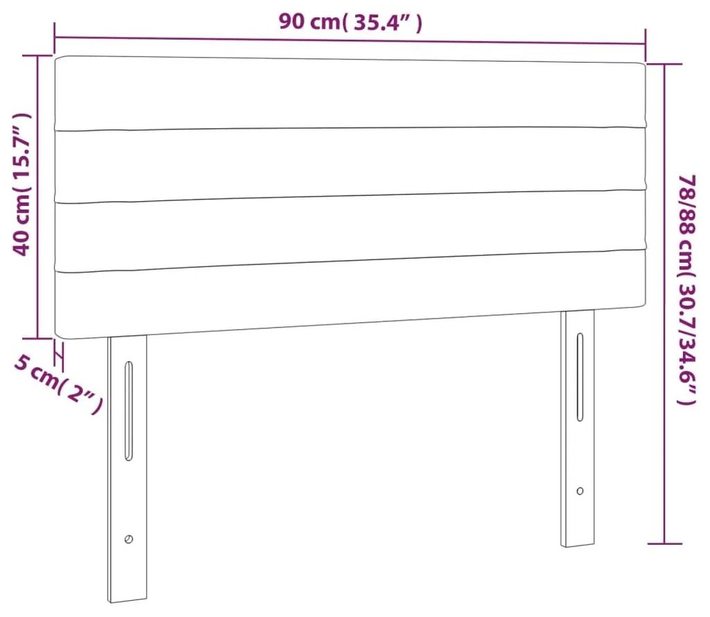 Κεφαλάρι Κρεβατιού LED Σκούρο Μπλε 90x5x78/88 εκ. Βελούδινο - Μπλε
