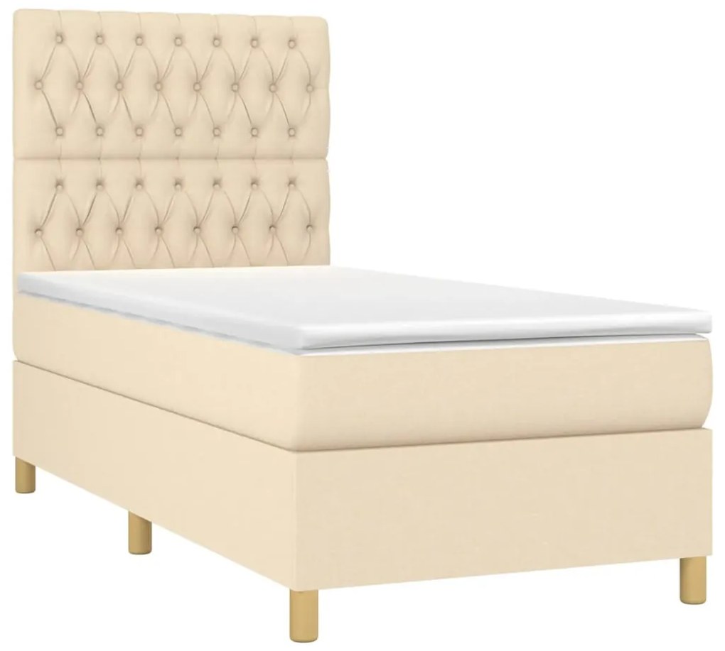 ΚΡΕΒΑΤΙ BOXSPRING ΜΕ ΣΤΡΩΜΑ ΚΡΕΜ 90X200 ΕΚ.ΥΦΑΣΜΑΤΙΝΟ 3142550